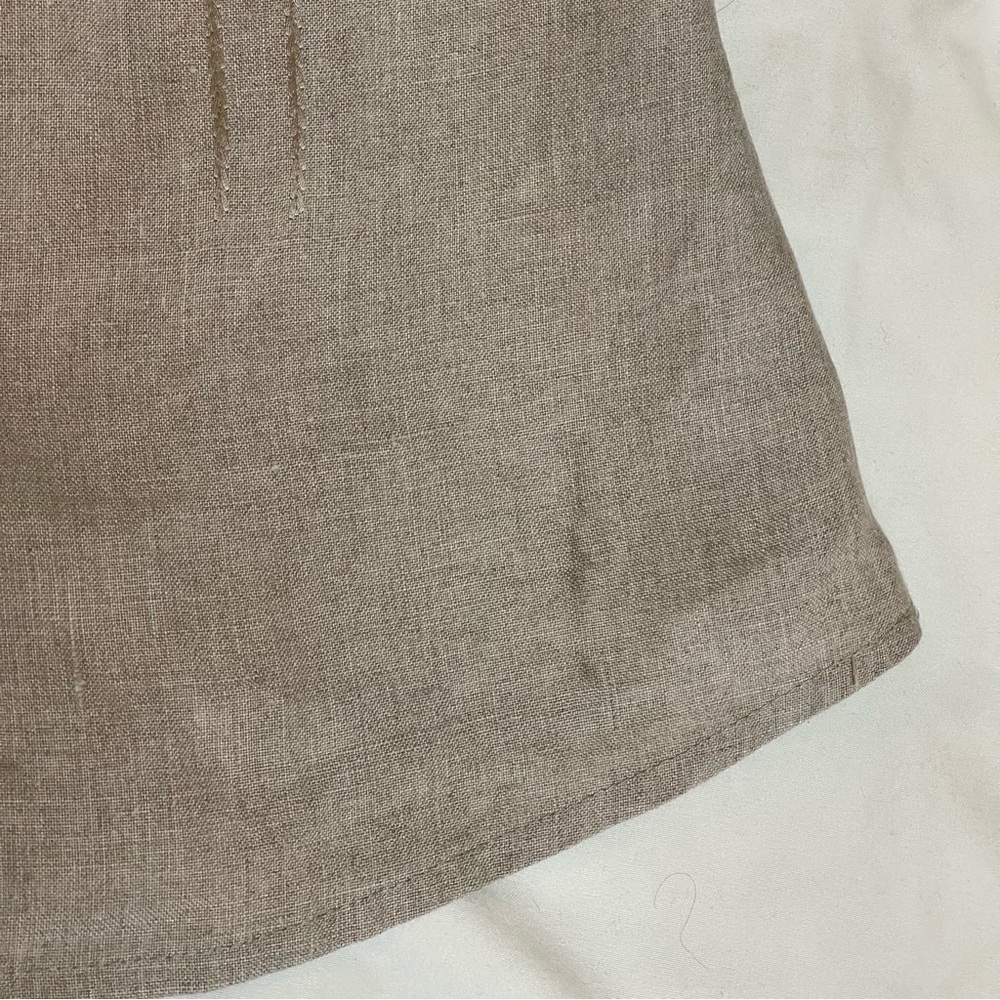 Tweeds Beige Taupe 100% Linen Embroidered Button Down Shirt - Size Medium - Picture 8 of 8